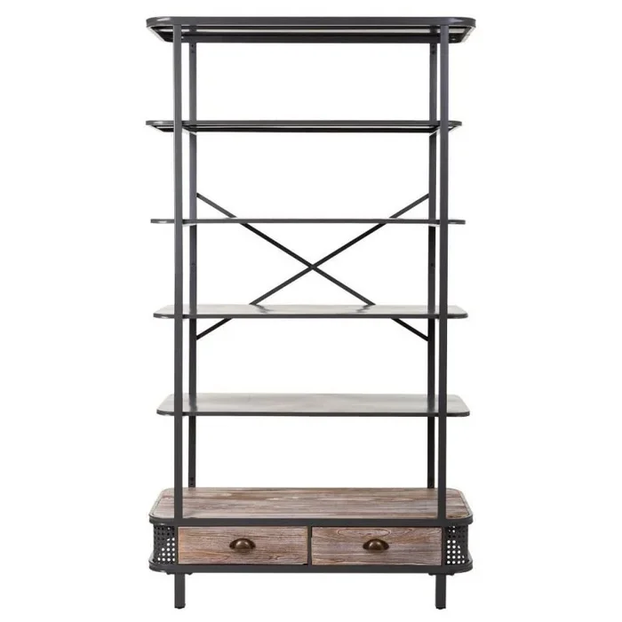 Estantería de metal y madera gris 100x40x181