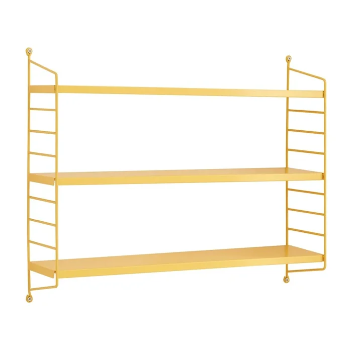 Estantería de pared Strängnäs de 3 niveles acero 50x60x15 cm – Amarillo [en.casa]