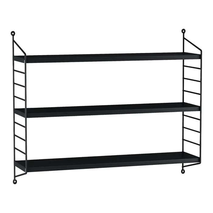 Estantería de pared Strängnäs de 3 niveles ajustables en altura acero 50 x 60 x 15 cm – negro mate [en.casa]