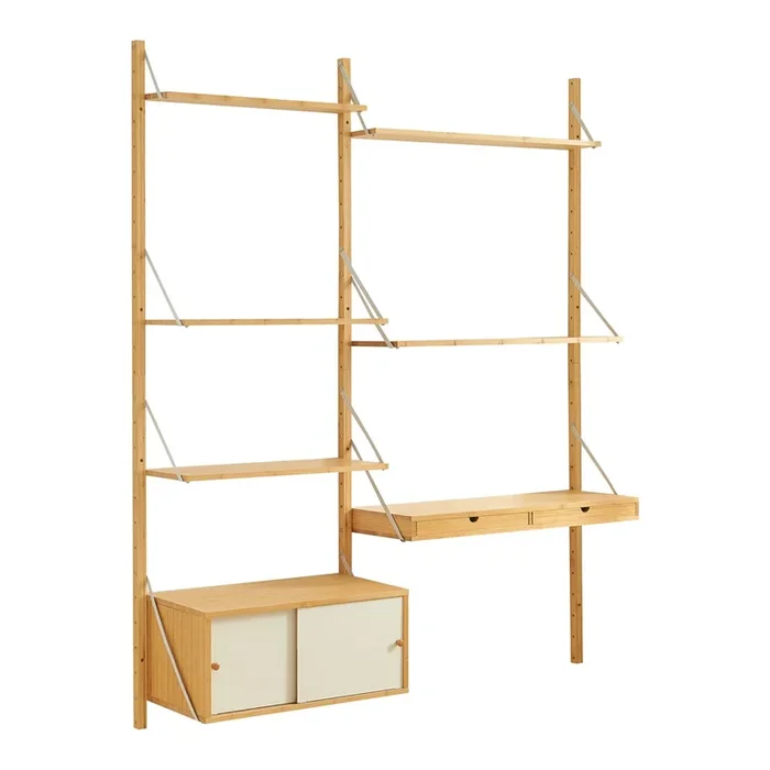 Estantería de pared Tingvoll con elementos ajustables 176x147x34cm – Bambú [en.casa]