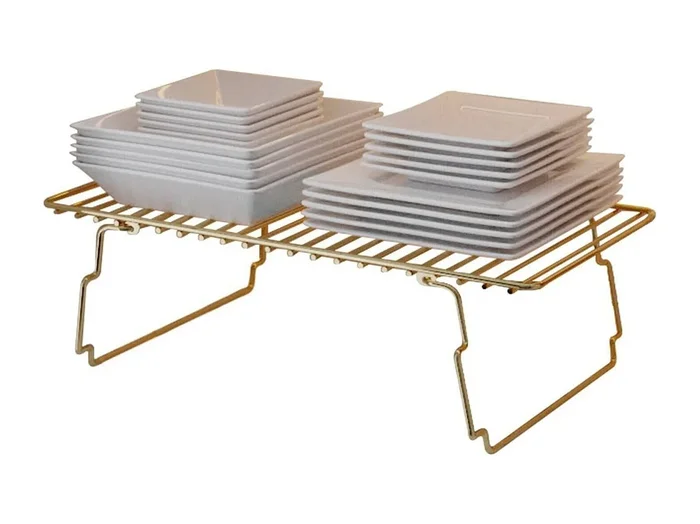 Estantería Dgervason, Estante, Estante de pared, Estanterías multiusos, 15×42 h19 cm, Oro y Marrón