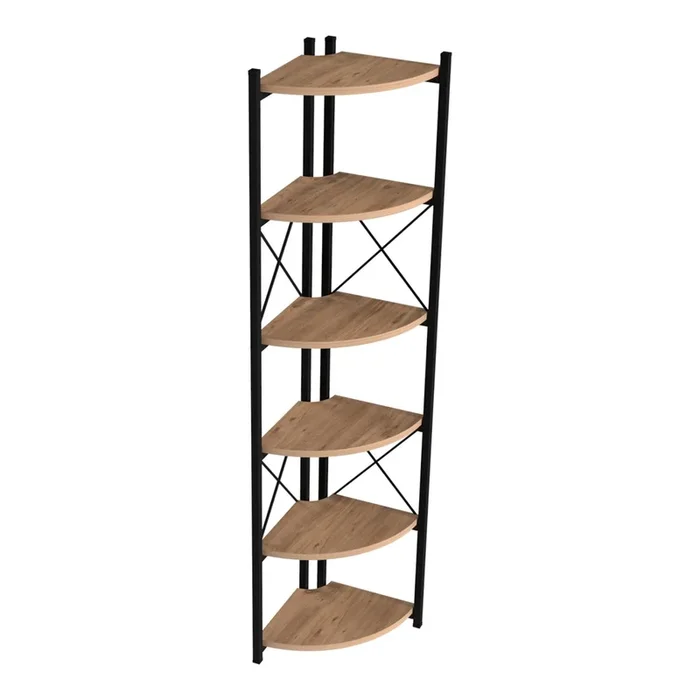 Estantería para plantas Ulfborg con 6 estantes metal/aglomerado 160x30x30 cm – Efecto madera Negro [en.casa]