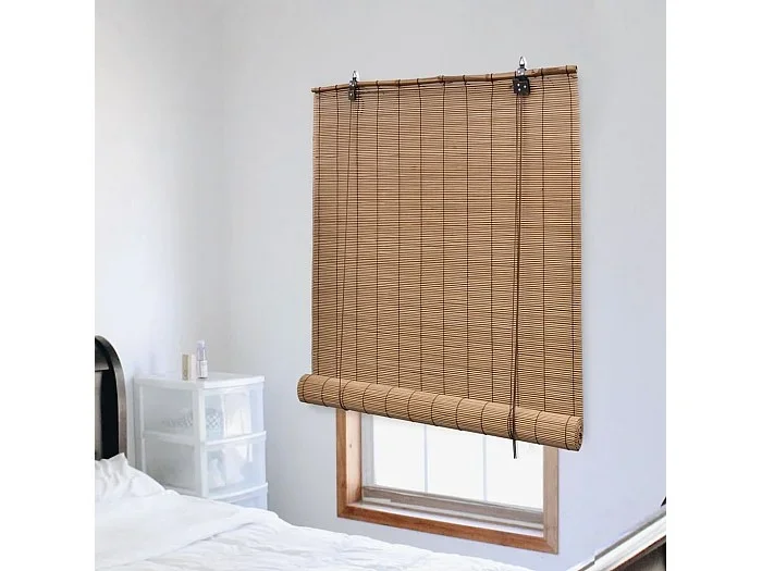 Estor enrollable de bambú 140×220 cm Marrón