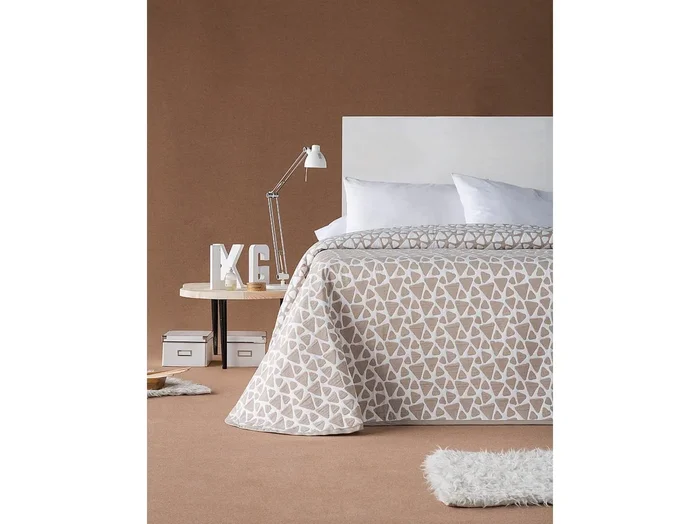 ESTORALIS Colcha Tejido Jacquard Colcha buena para todas las Estaciones Para Cama 90 cm. (190×270 cm. AnchoxAlto ) Modelo ONIX Color Beige