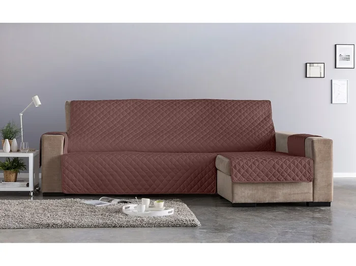 ESTORALIS Cubre Sofá Acolchado Chaisse Longue 290 cm Brazo Izquierdo Tela 290 x 255 cm Modelo EDEN Color Gris