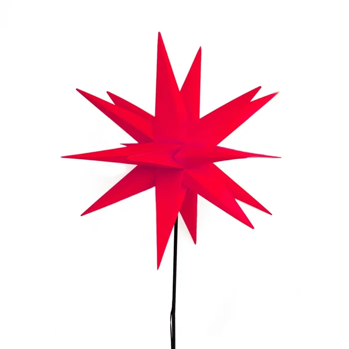 Estrella LED exterior, pica de tierra Ø 55 cm roja