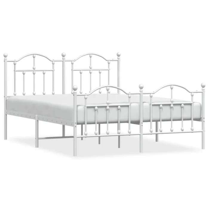 Estructura cama metal cabecero y pie de cama blanco 140×190 cm con cabecero y pie de cama