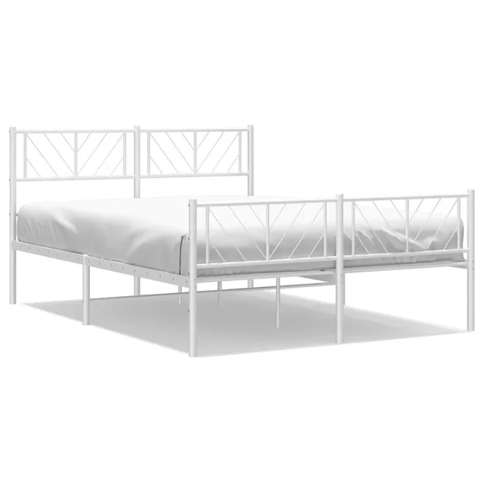 Estructura cama metal cabecero y pie de cama blanco 140×190 cm con cabecero y pie de cama