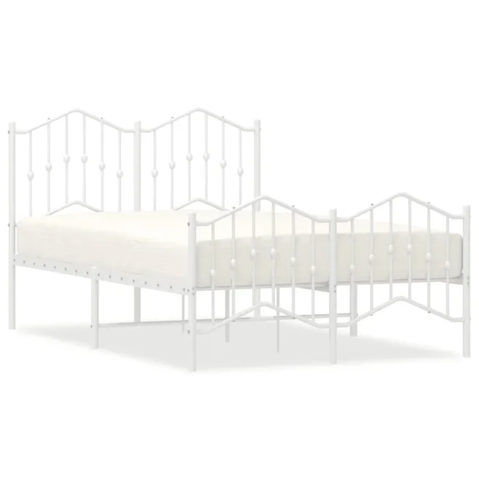 Estructura cama metal con cabecero y estribo blanco 120×200 cm con cabecero y pie de cama