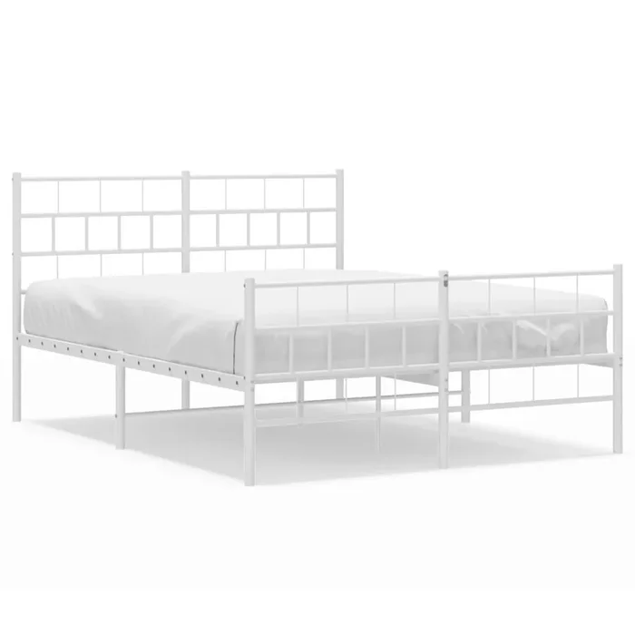 Estructura cama metal con cabecero y estribo blanco 120×200 cm con cabecero y pie de cama