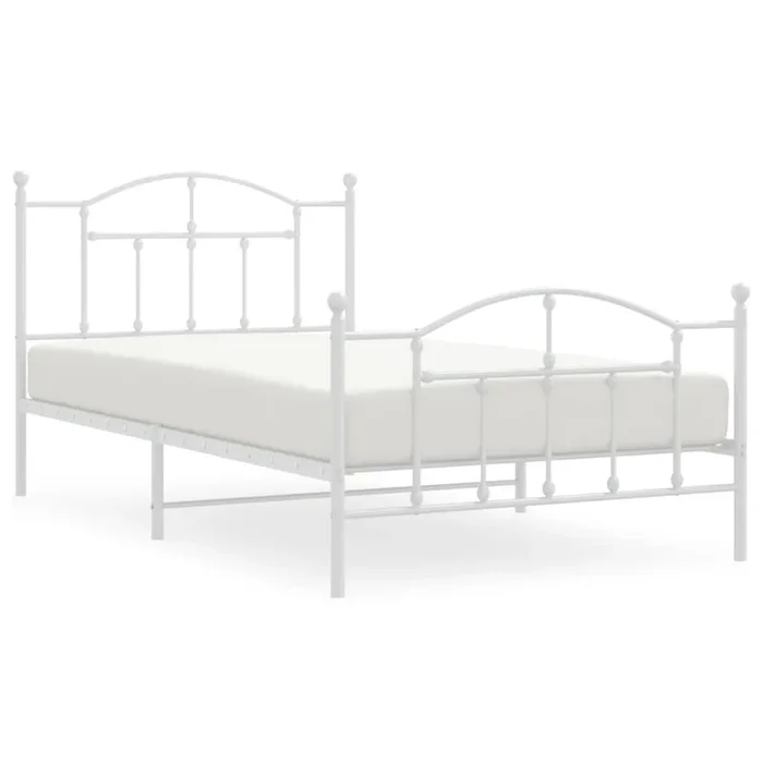 Estructura cama metal con cabecero y pie cama blanca 100×200 cm con cabecero y pie de cama