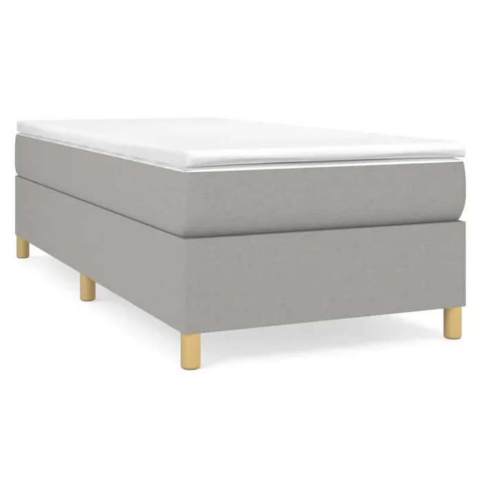 Estructura de cama box spring tela gris claro 90×190 cm