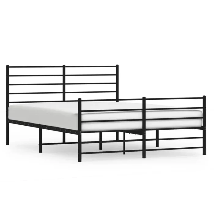 Estructura de cama cabecero y pie de cama metal negro 135x190cm con cabecero y pie de cama