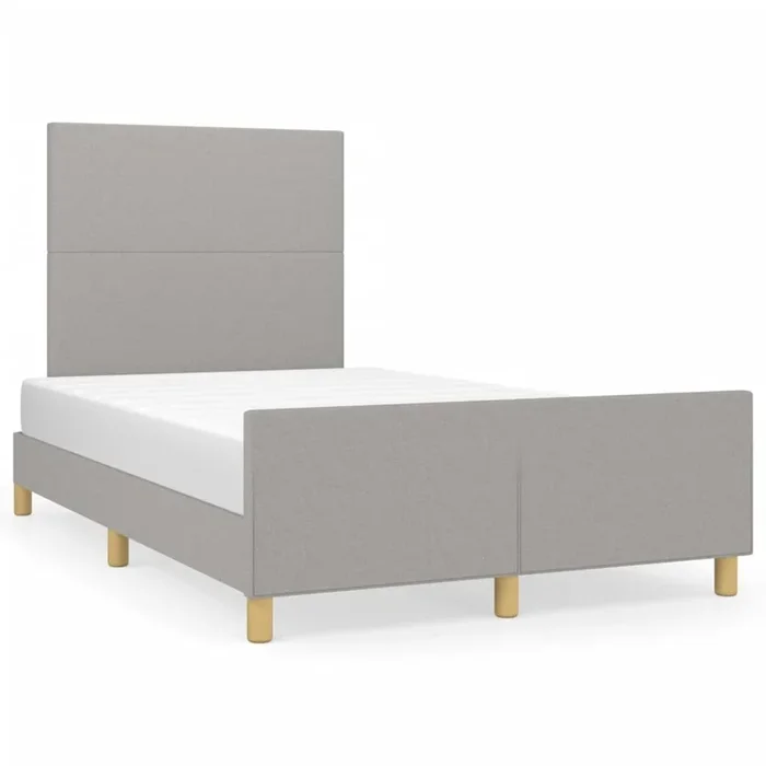 Estructura de cama con cabecero de tela gris claro 120×200 cm Diseño plano
