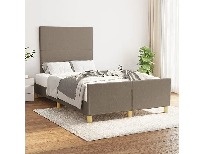 Estructura de cama con cabecero de tela gris taupe 120×200 cm