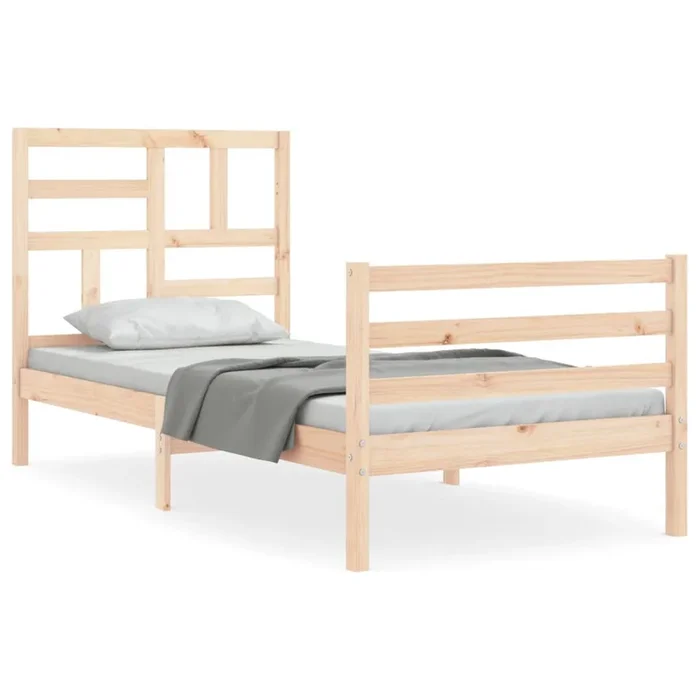 Estructura de cama con cabecero madera maciza 90×200 cm