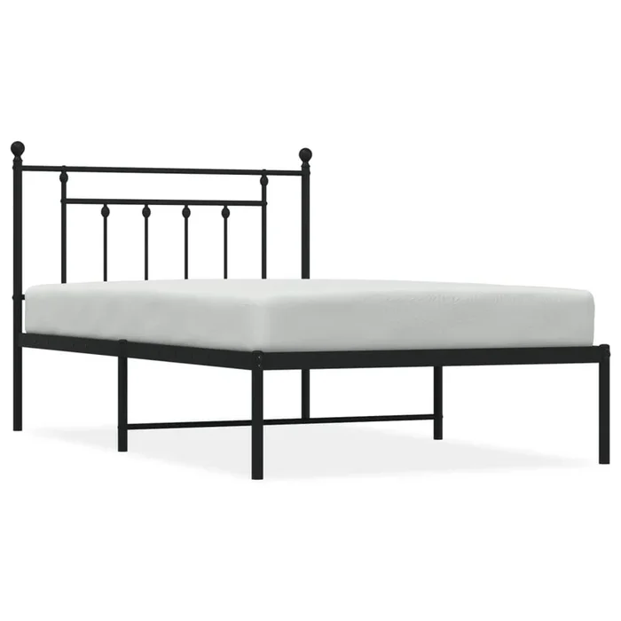 Estructura de cama con cabecero metal negro 107×203 cm con cabecero