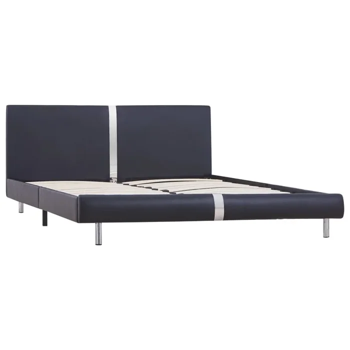 Estructura de cama de cuero sintético negro 120×200 cm