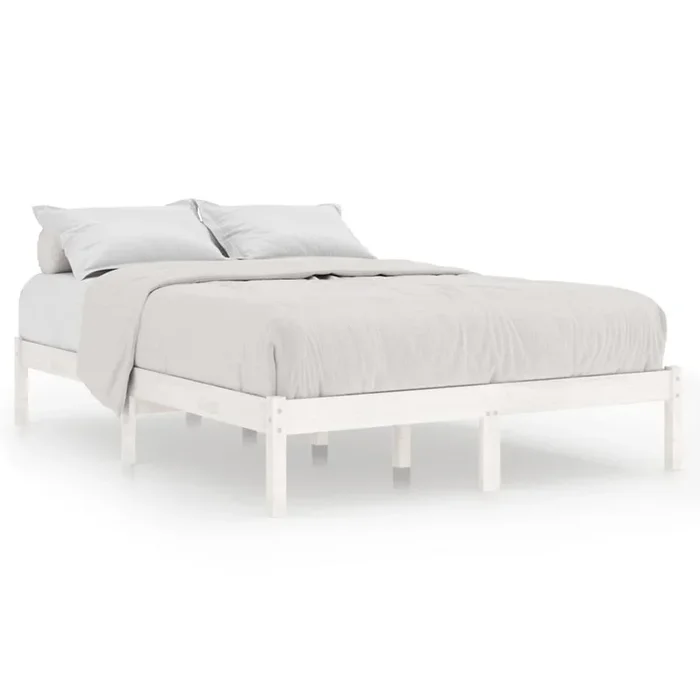 Estructura de cama de madera maciza de pino blanca 160×200 cm