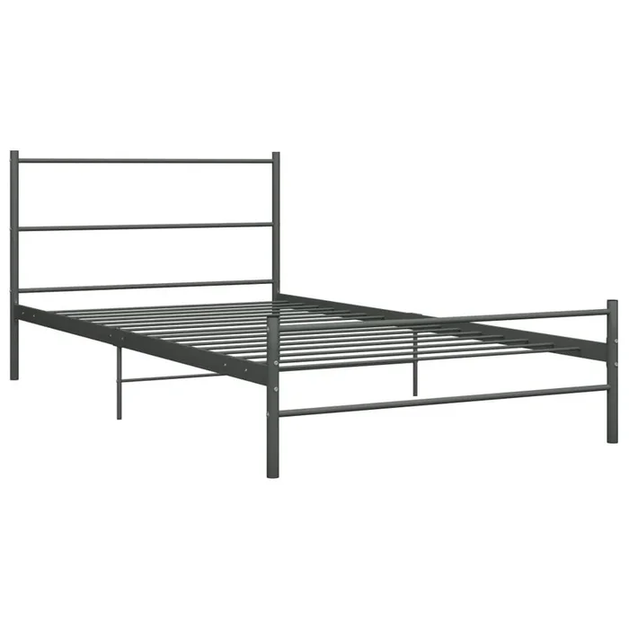 Estructura de cama de metal gris 90×200 cm