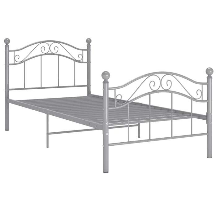Estructura de cama de metal gris 90×200 cm