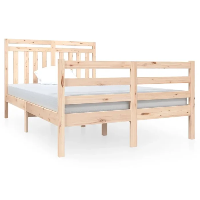 Estructura de cama madera maciza 4FT pequeña doble 120×190 cm