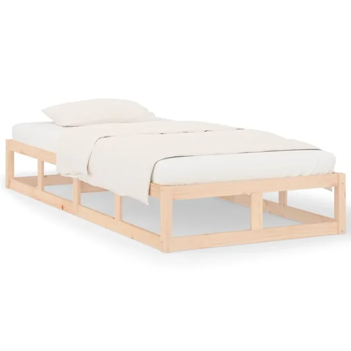Estructura de cama madera maciza individual pequeña 75×190 cm