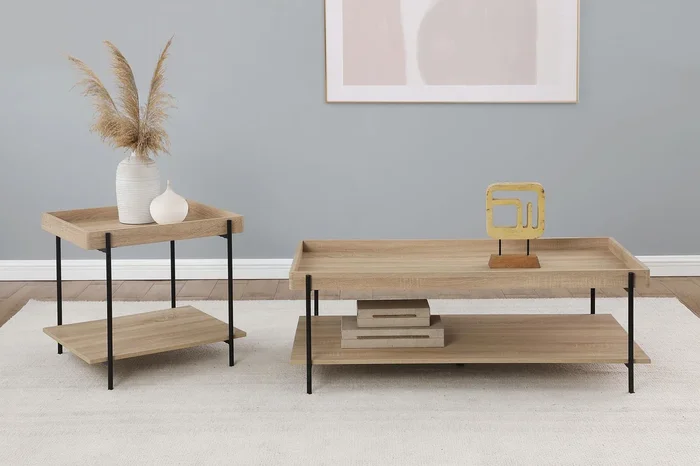 Fallon Natural 2-Piece Rectangular Coffee and End Table Set