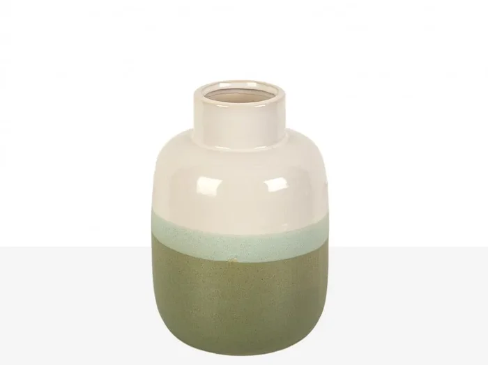 Florero Ceramica Tritono Verdes/crema