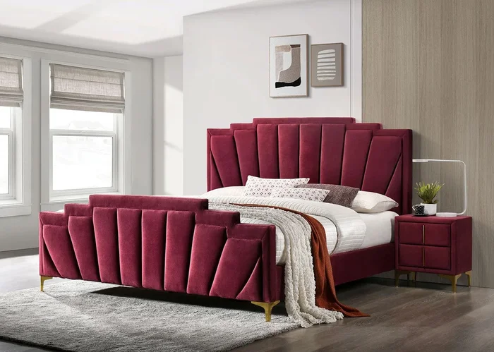 Florizel Red/Gold Upholstered King Bed