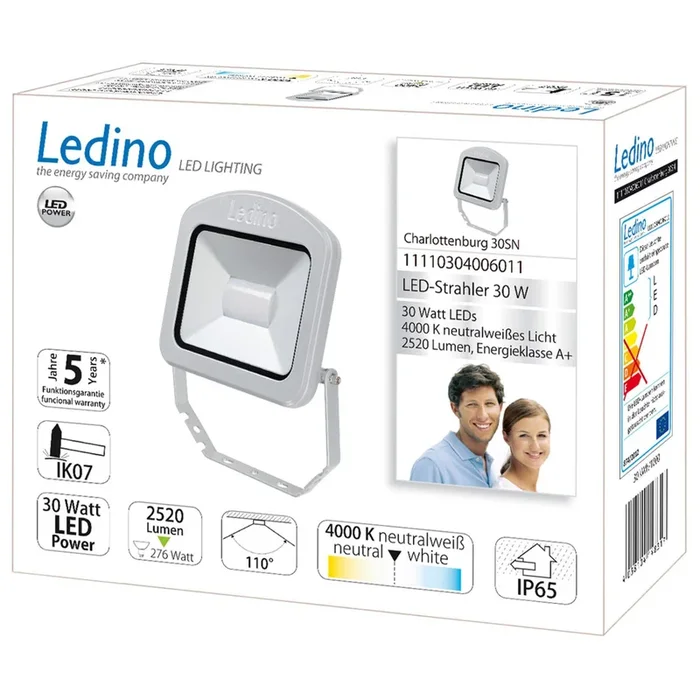 Foco exterior LED Charlottenburg plata 30W 4.000K
