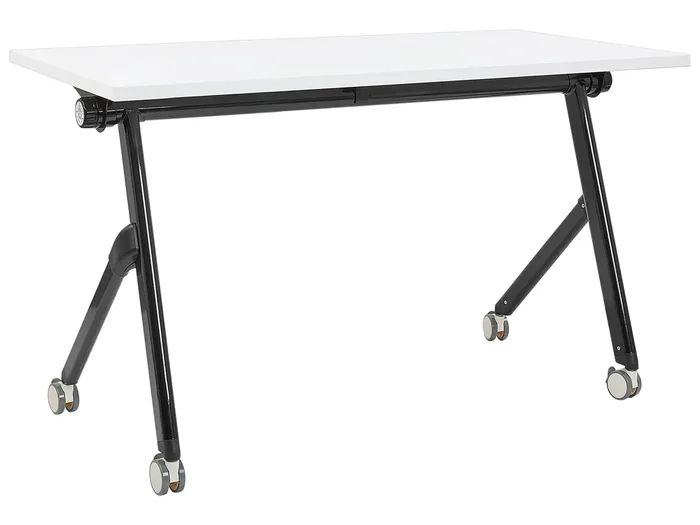 Foldable Office Desk BENDI White 120 cm 60 cm with Wheels