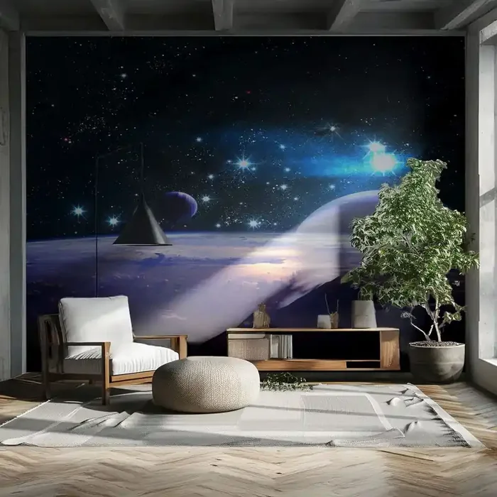 Fotomural Premium Sand – ¿Sigues solo? – Cosmos, Planeta Tierra, Universo – 300×210 cm