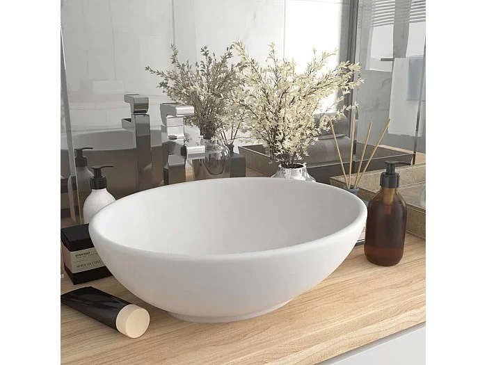 Fregadero ovalado Luxury blanco mate 40×33 cm Cerámica