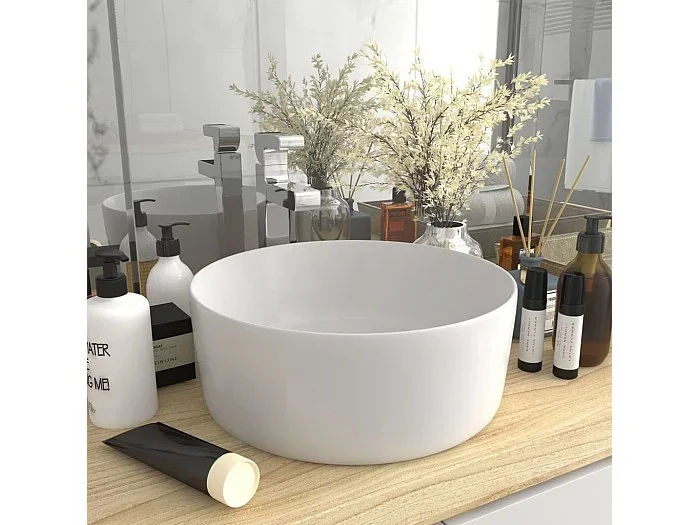 Fregadero redondo Luxury blanco mate 40×15 cm Cerámica