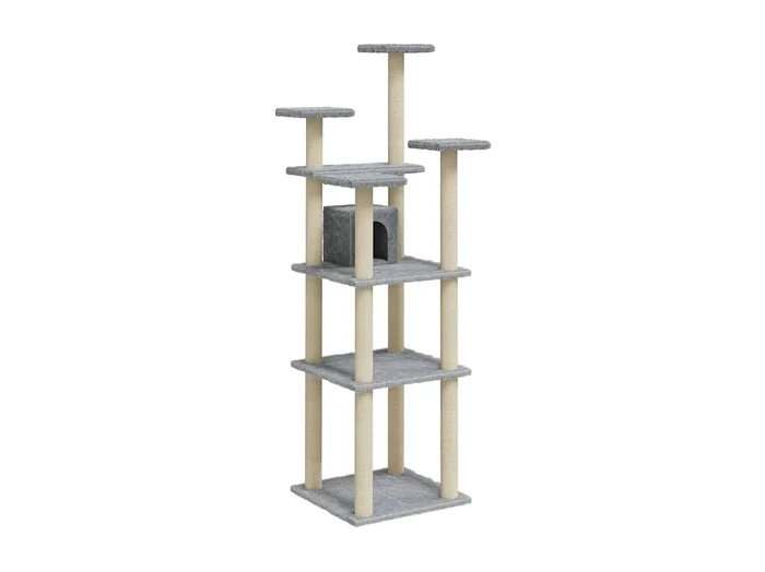 Fronla Rascador para gatos con postes de sisal gris claro 171 cm