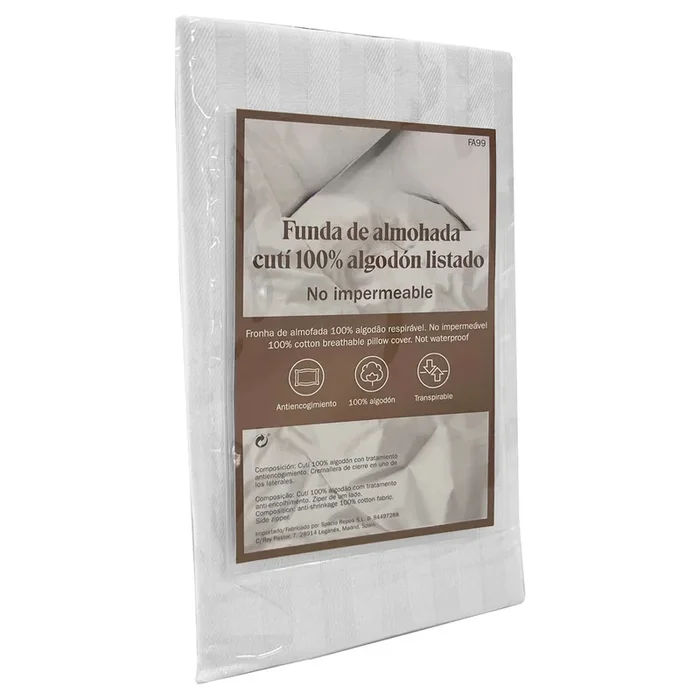 Funda de Almohada Cutí en Varias Medidas Antiencogimiento de Algodón y Cierre con Cremallera