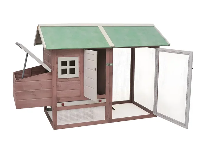 Gallinero madera maciza de pino y abeto moca 170x81x110 cm ES869651