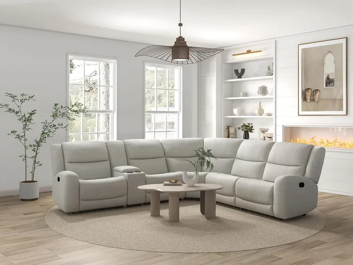 Giraldus Beige Motion Manual Reclining Sectional