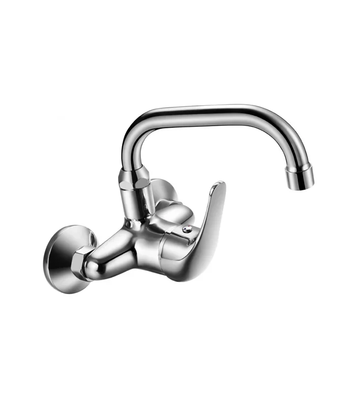Grifo Monomando Fregadero Pared Caño Corto Sonia-11 cromo. 16cm(alto) 21,5cm(largo).