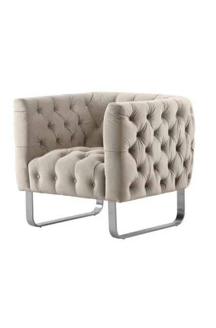Grosvenor – Sillón de color topo – Plata cepillada