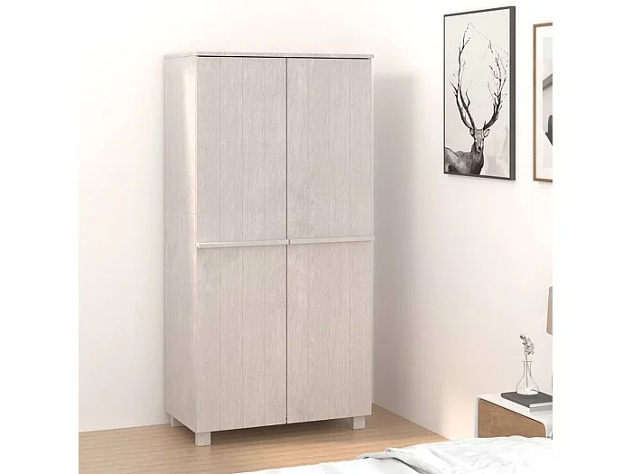 HAMAR Armario Blanco 89x50x180 cm Madera maciza de pino