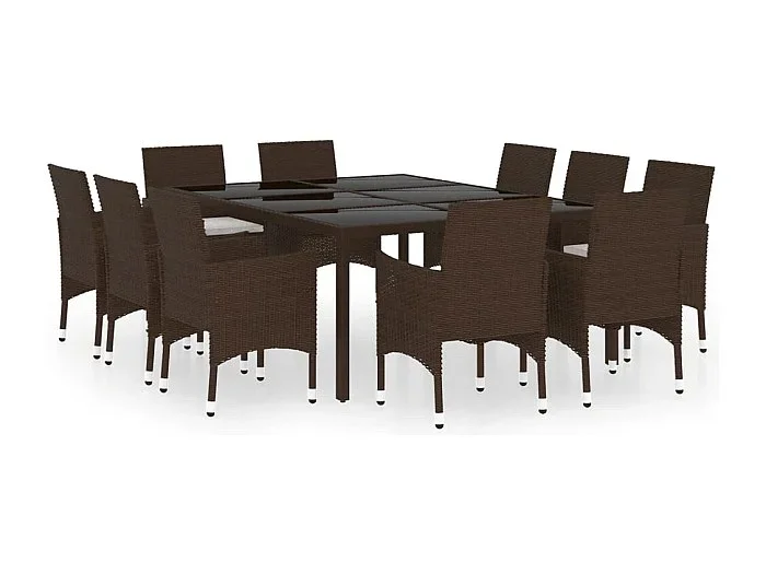 Havron Juego de comedor de jardín 11 piezas ratán sintético marrón