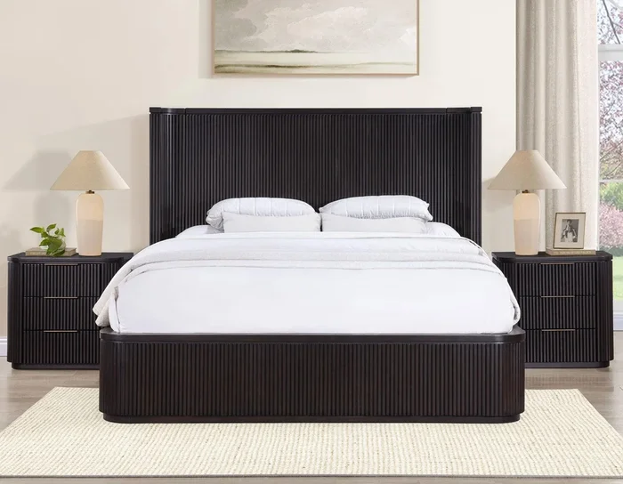 Henry Reeded Queen Bed, Espresso Finish