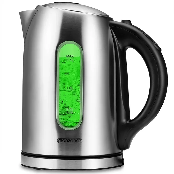 Hervidor de agua de acero, 1,7L, 2200W, sin cable