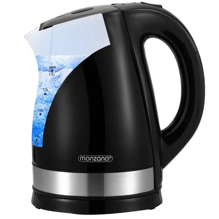 Hervidor de agua diseño moderno 1,7 L Negro/Plata