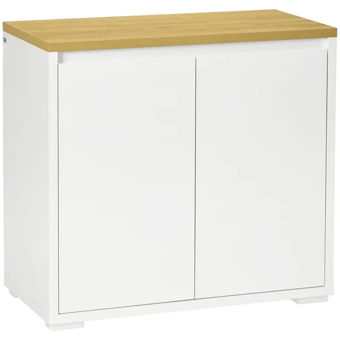 HOMCOM Aparador de Salón Armario de Almacenamiento Mueble Auxiliar de Cocina con 2 Puertas y Estante Ajustable para Comedor Entrada 80x37x75 cm Blanco