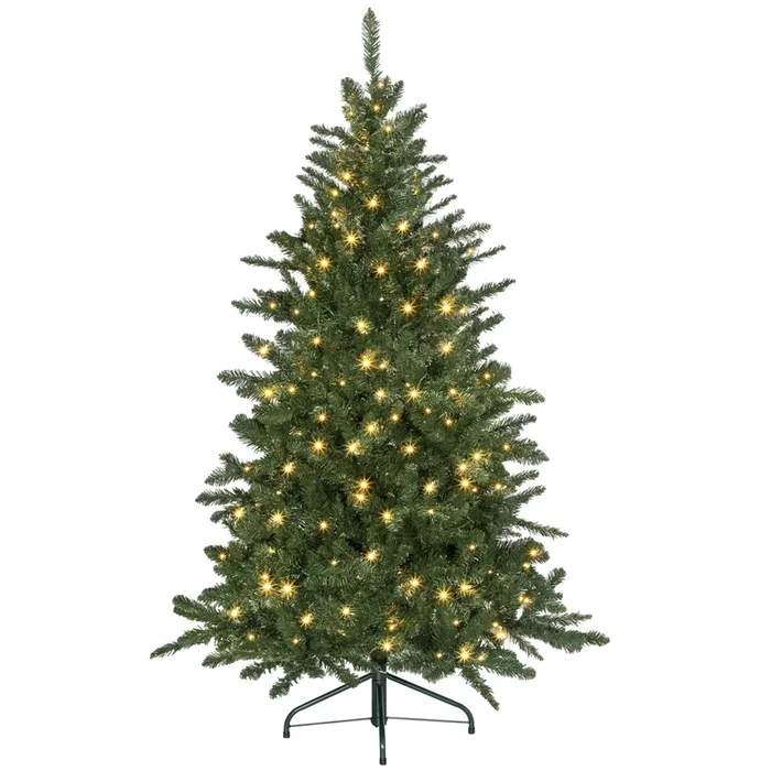 HOMCOM Árbol de Navidad 150 cm Árbol de Navidad Artificial con 220 Luces LED 588 Ramas y Patas de Metal Árbol Navideño para Salón Interior Verde