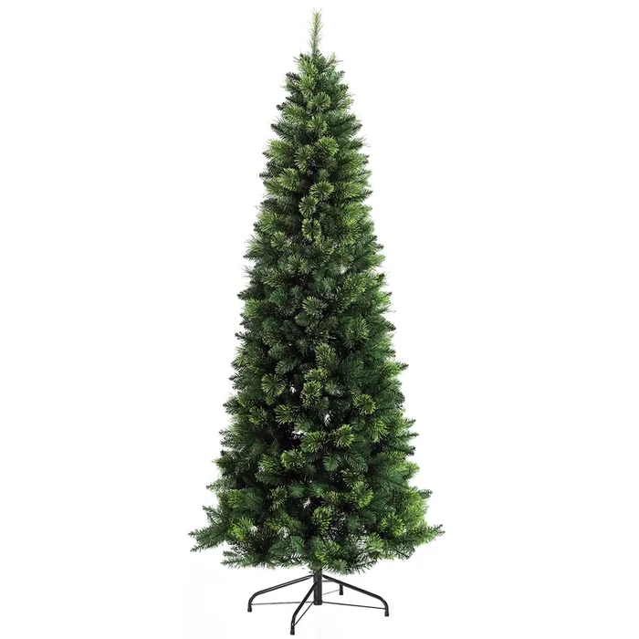 HOMCOM Árbol de Navidad 180 cm Árbol de Navidad Estrecho con 618 Ramas Agujas de Pino Apertura Automática y Base Plegable de Acero Verde