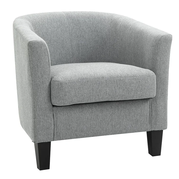 HOMCOM Butaca de Salón Tapizada en Lino Sintético Sillón Relax Moderno con Reposabrazos Respaldo Acolchados y Cojín Grueso para Dormitorio 75x72x74 cm Gris